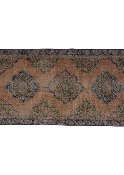 El Dokuma Geometrik Desenli Uzun Yolluk Halı 129 x 375 cm