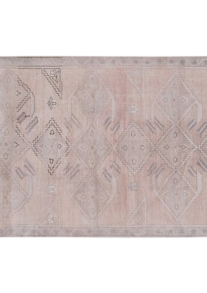 El Dokuma Karapınar Yöresi Geometrik Desenli Uzun Yolluk Halı 154 x 309 cm