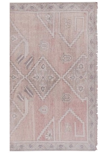 El Dokuma Karapınar Yöresi Geometrik Desenli Uzun Yolluk Halı 154 x 309 cm