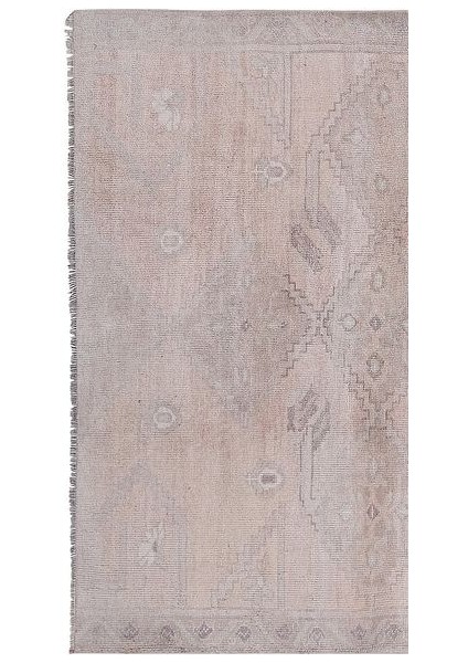 El Dokuma Karapınar Yöresi Geometrik Desenli Uzun Yolluk Halı 154 x 309 cm