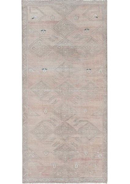 El Dokuma Karapınar Yöresi Geometrik Desenli Uzun Yolluk Halı 148 x 319 cm