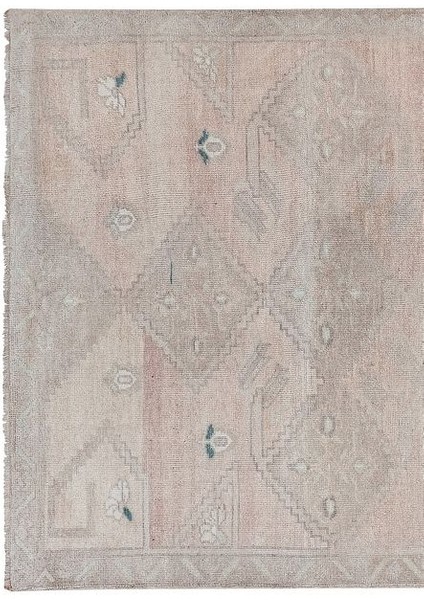 El Dokuma Karapınar Yöresi Geometrik Desenli Uzun Yolluk Halı 148 x 319 cm