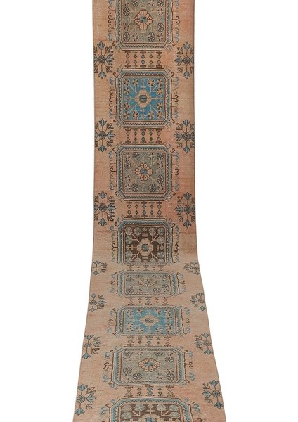 El Dokuma Uşak Yöresi Geometrik Desenli Uzun Yolluk Halı 81 x 566 cm