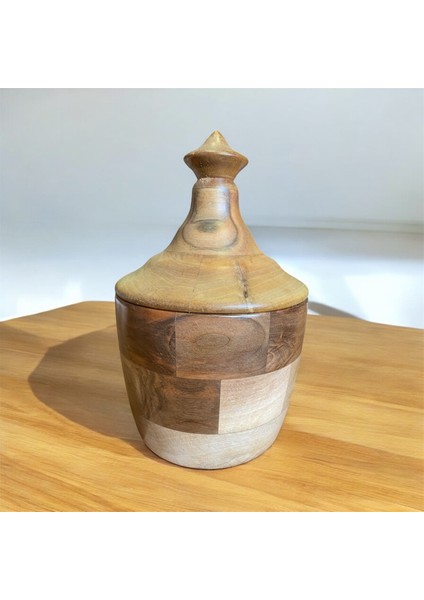 Zarif Detaylar: Ceviz Ağacından Desenli Kapaklı Saklama Kabı fiyatları