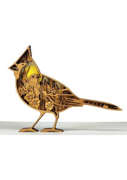 Ahşap Mdf Çok Katmanlı Kardinal Kuşu Dekoratif Obje