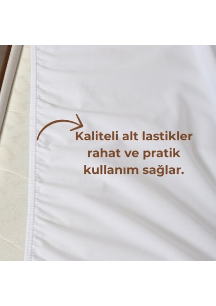 Rozet Tekstil Beyaz Lastikli Çarşaf Takımı Fitted Pamuklu Dokuma Kumaş Yastık Kılıflı