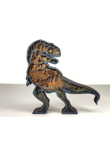 Ahşap Mdf Çok Katmanlı Dinozor Tyrannosaurus Dekoratif Obje