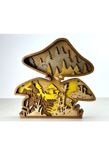 Modern Tasarımlı Ahşap Mdf Masa Süsü, Hediyelik Doğa Temalı Mantar Dekoratif Obje/biblo