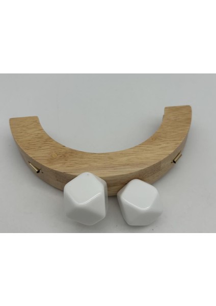 14 cm Oval Ahşap Burs Beyaz Renk Toplu