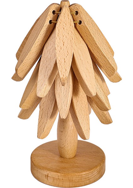 Ahşap Ağaç Trivet Seti Sıcak Tencere ve Tavalar Için Ağaç Şeklinde (Yurt Dışından)