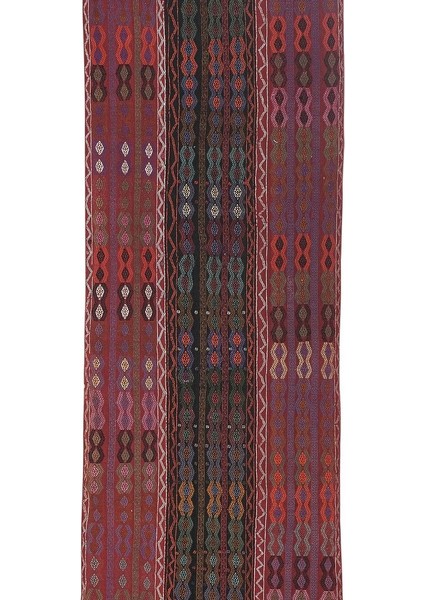 El Dokuma Geometrik Desenli Uzun Yolluk Kilim 123 x 435 cm fiyatları