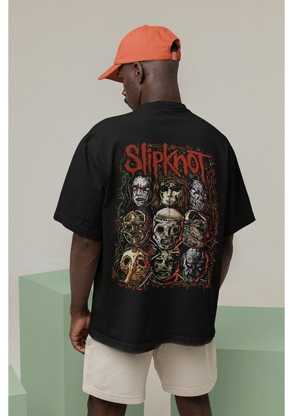 Müzik Grubu Slipknot Baskılı Unisex Oversize Rock Metal Tişört