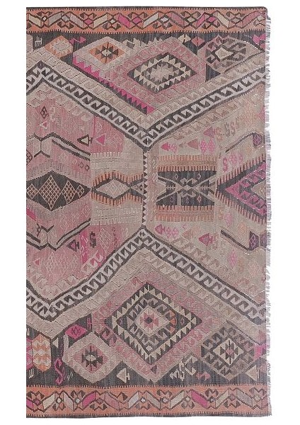 El Dokuma Kilim Kars Yöresi Geometrik Desenli Halı 193 x 282 cm