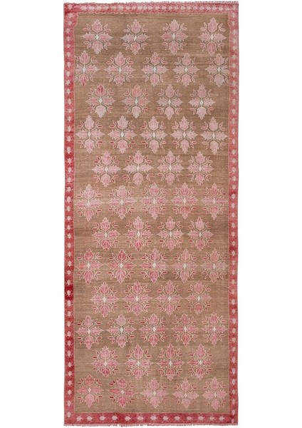 El Dokuma Geometrik Desenli Uzun Yolluk Halı 130 x 316 cm