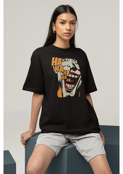 Ha Ha Ha Joker Baskılı Unisex Oversize Karakter Tişört fiyatları