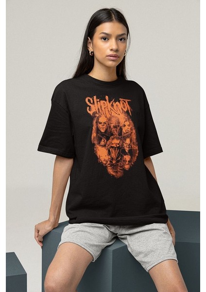 Oversize Slipknot Müzik Grubu Baskılı Unisex Rock Metal Tişört fiyatları