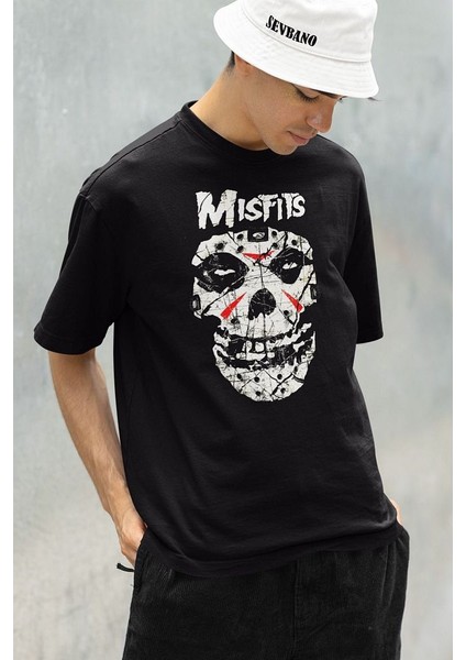 Müzik Grubu Misfits Baskılı Unisex Oversize Tişört