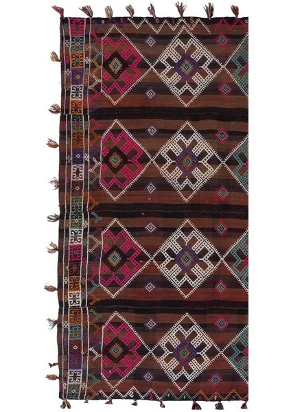 El Dokuma Kilim Karapınar Yöresi Geometrik Desenli Halı 162 x 323 cm fırsatları
