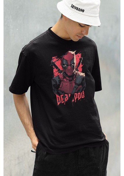 Özel Tasarım Deadpool Karakter Baskılı Unisex Oversize Tişört