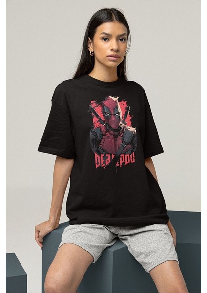 Özel Tasarım Deadpool Karakter Baskılı Unisex Oversize Tişört