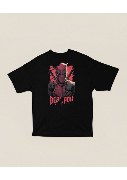 Özel Tasarım Deadpool Karakter Baskılı Unisex Oversize Tişört