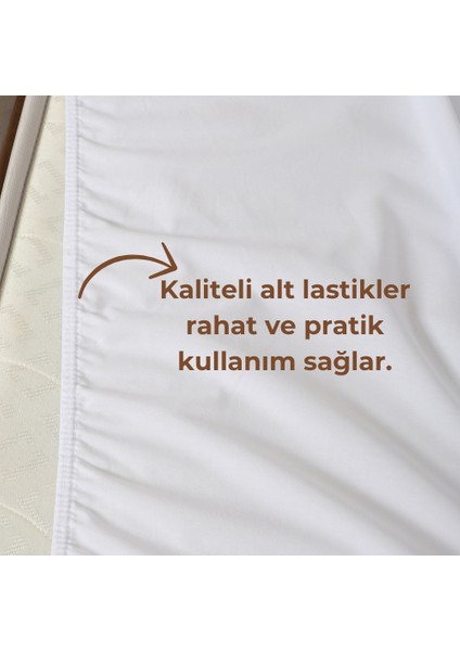 Beyaz Lastikli Çarşaf Takımı Fitted Pamuklu Dokuma Kumaş Yastık Kılıflı