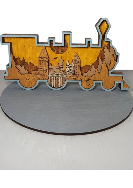 Modern Tasarımlı Ahşap Mdf Masa Süsü, Hediyelik Hogwarts Express Dekoratif Obje/biblo