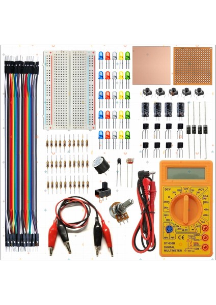 Breadboard Temel Elektronik Eğitim Seti + DT830D Multimetre