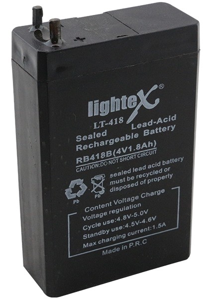 Akü 4 Volt 1.8 Amper Lıghtex LT-418 ( 48 x 21 x 75 mm ) (K246)