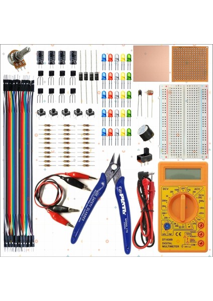 Breadboard Temel Elektronik Seti +DT830D Multimetre + Yankeski