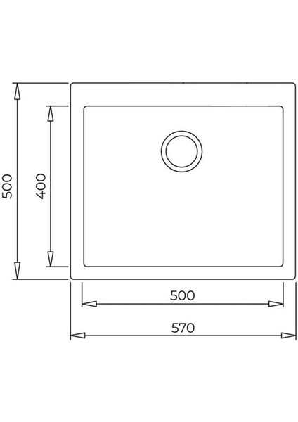 Patara 50X57 Cm Tek Göz Tezgah Üzeri Antrasit Granit Mutfak Eviyesi