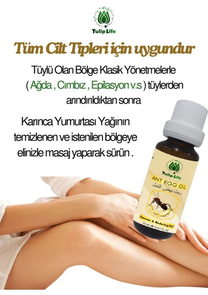 Tulip Life Tüy Azaltıcı Dökücü Tüy Inceltici Karınca Yumurtası Yağı 20 ml