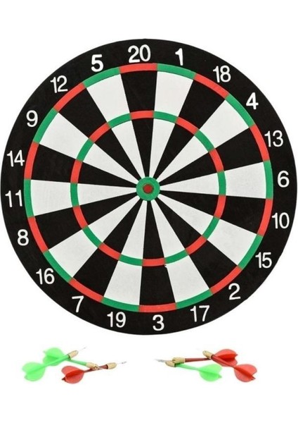 Çift Taraflı Dart Tahtası ve 6 Adet Metal Uçlu Dart Oku 36 cm Ebatıyla Büyük Boy Dart Seti