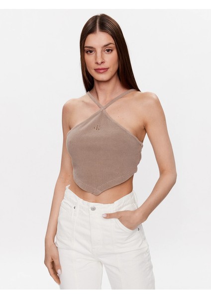 Calvin Klein Waffle Halter Neck Top Crop Top T-Shirt