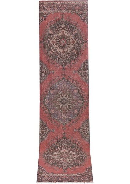El Dokuma Geometrik Desenli Uzun Yolluk Halı 101 x 404 cm