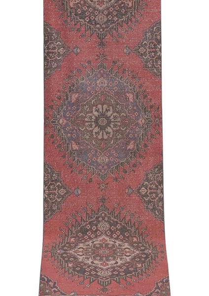 El Dokuma Geometrik Desenli Uzun Yolluk Halı 101 x 404 cm