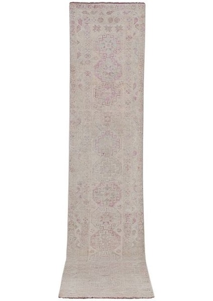 El Dokuma Geometrik Desenli Uzun Yolluk Halı 92 x 440 cm