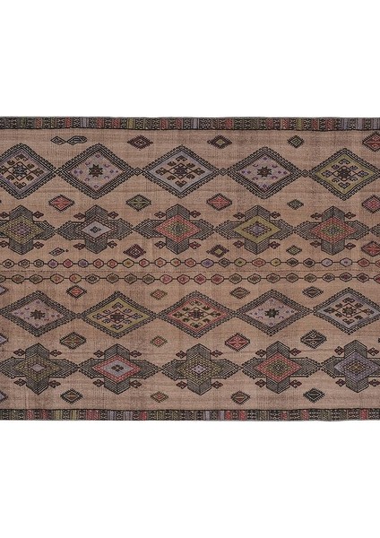 El Dokuma Kilim Karapınar Yöresi Geometrik Desenli Halı 148 x 297 cm