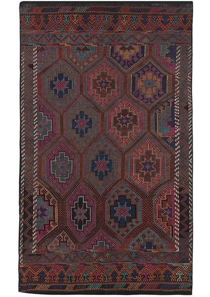 El Dokuma Kilim Karapınar Yöresi Geometrik Desenli Halı 169 x 280 cm