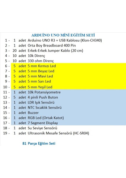 Arduino Uno Mini Eğitim Seti