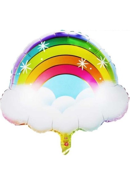 Parti Aşkı Gökkuşağı Bulutlu Rainbow Folyo Balon & 24 Inc 60 cm & Gökkuşağı Konsept Parti Balonu