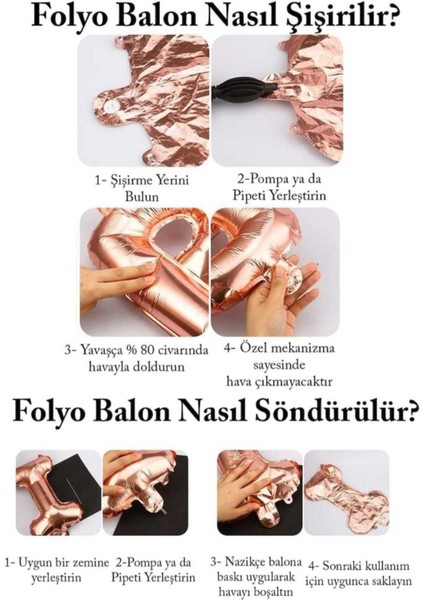 Rose 5 Yaş Rakam Folyo Balon Seti (2 Adet Kalp - 1 Adet Rakam - 10 Adet Balon)