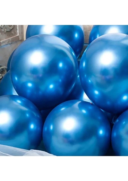 Parti Aşkı Metalik Parlak Mavi Renk Balon 12 Inç 30 cm 10 Adet Erkek Çocuk Doğum Günü Parti Balonu