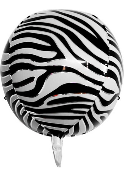 Safari Hayvanları Zebra Desen Yuvarlak Folyo Balon & 22 Inc & Safari Konsept Doğum Günü