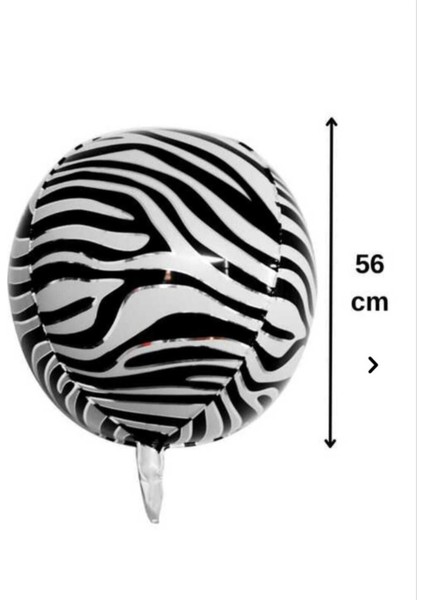 Safari Hayvanları Zebra Desen Yuvarlak Folyo Balon & 22 Inc & Safari Konsept Doğum Günü