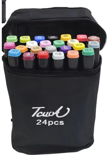 Touch Marker 24'lü Çift Taraflı Siyah Kumaş Çantalı Keçeli Boya Kalem Seti modelleri