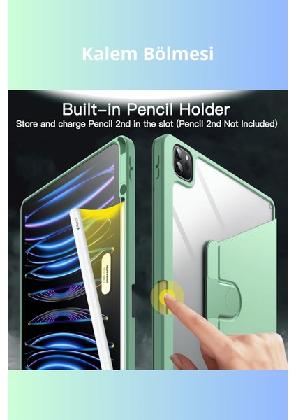 iPad Pro 13 2024 360 Derece Dönebilen Yatay Dikey Stand Özellikli Pino iPad Tablet Case A2925 A2926