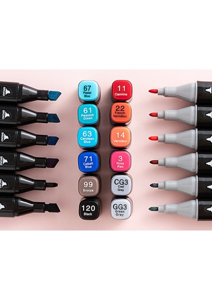 Touch Marker 120'li Çift Taraflı Siyah Kumaş Çantalı Keçeli Boya Kalem Seti fırsatları