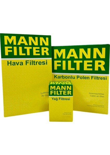 Vw Transporter T5 2.0 Tdı 180HP Mann Filtre Bakım Seti 2010-2015 Hava+Yağ+Karbonlu Polen