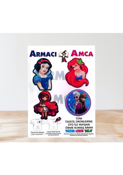 Ütü Ile Yapışan 4 Adet Örme Kumaş Arma Yırtık Kapatıcı Pratik Yama Tekstil Patch Film Kahramanları Sevimli Kızlar